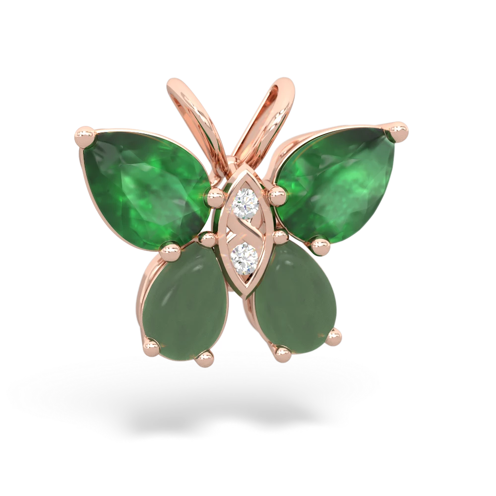 Emerald Butterfly 14K Rose Gold pendant P2215