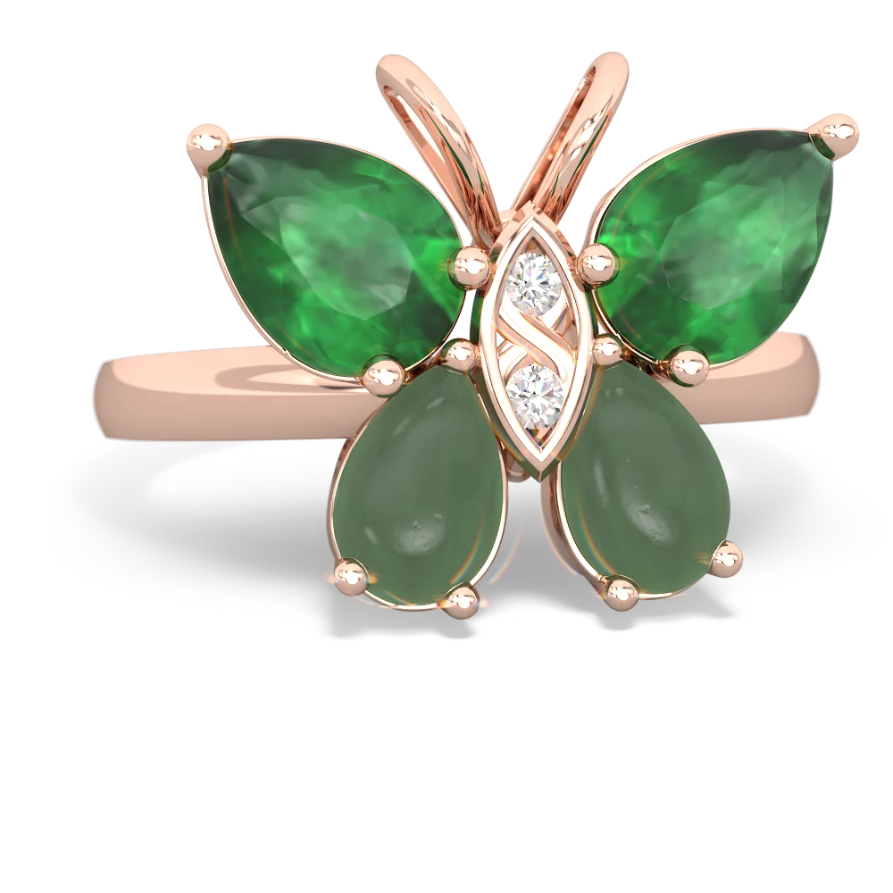 Emerald Butterfly 14K Rose Gold ring R2215