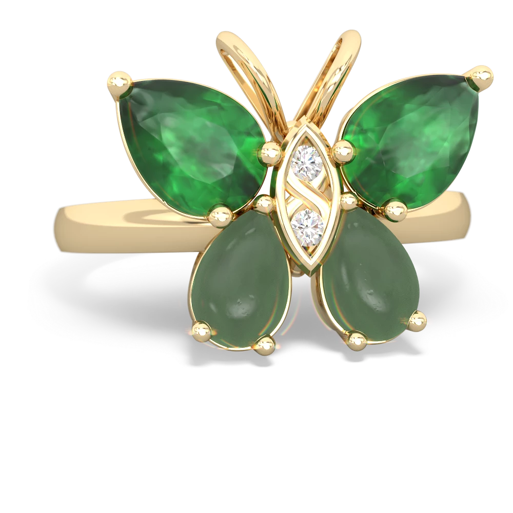 Emerald Butterfly 14K Yellow Gold ring R2215