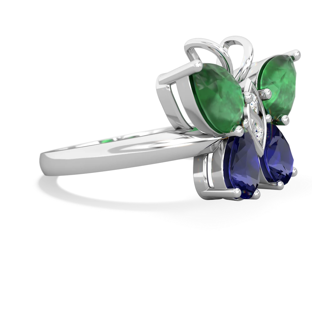 Emerald Butterfly 14K White Gold ring R2215