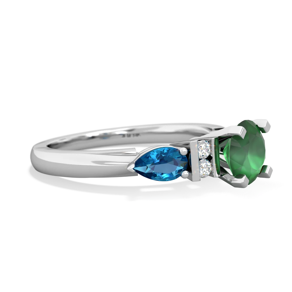 Emerald 6Mm Round Eternal Embrace Engagement 14K White Gold ring R2005
