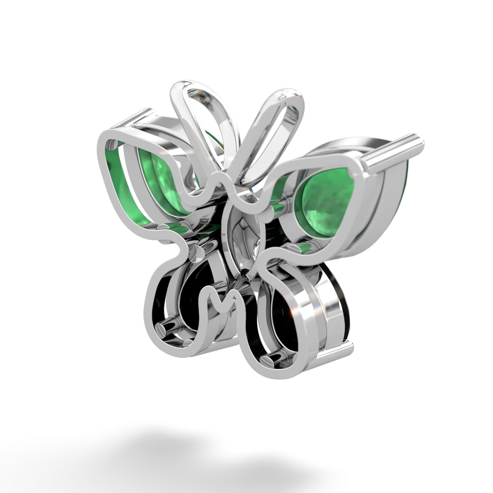Emerald Butterfly 14K White Gold pendant P2215