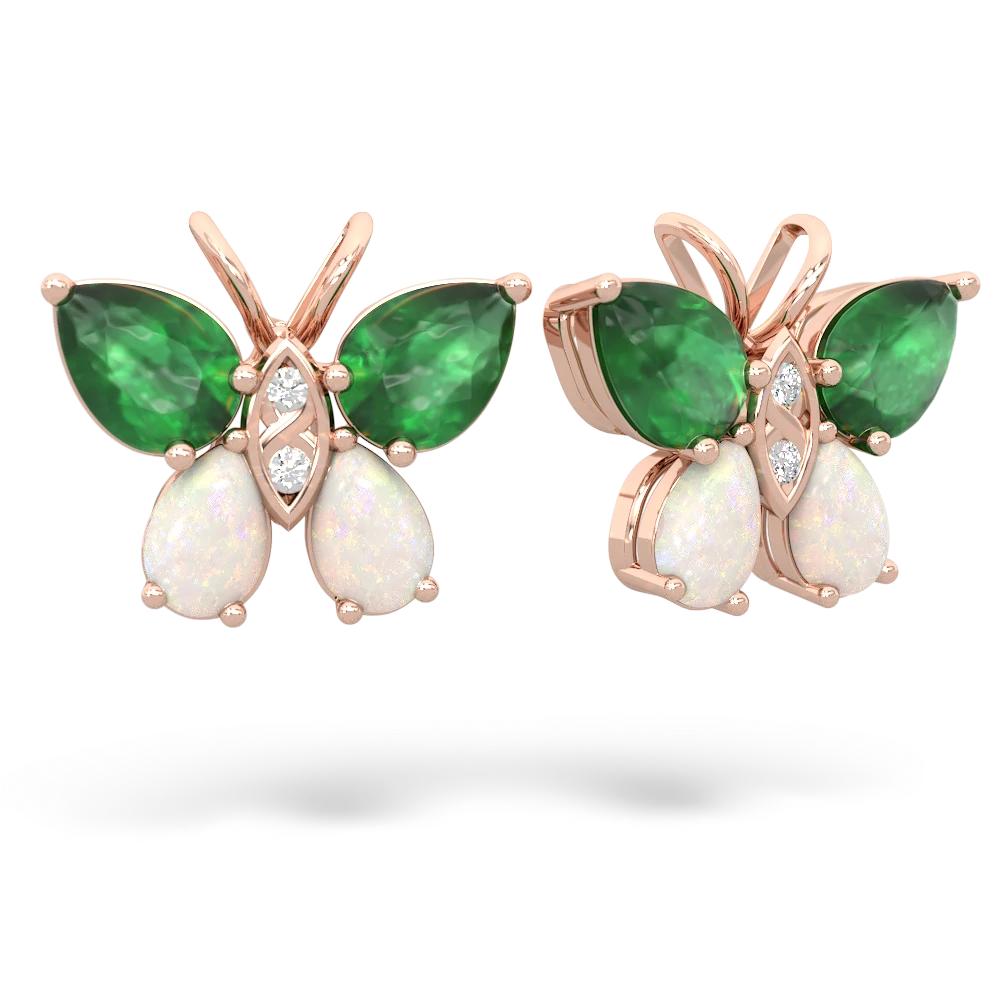 Emerald Butterfly 14K Rose Gold earrings E2215