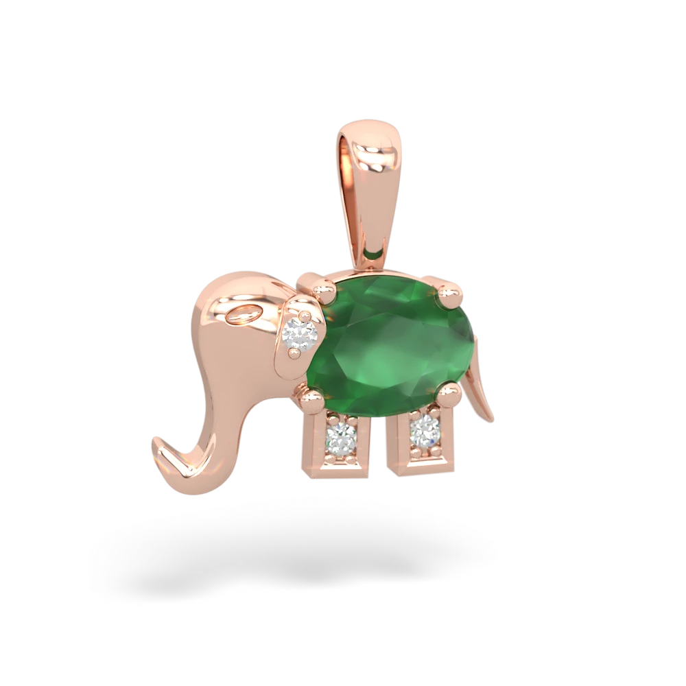 Emerald Elephant 14K Rose Gold pendant P2555