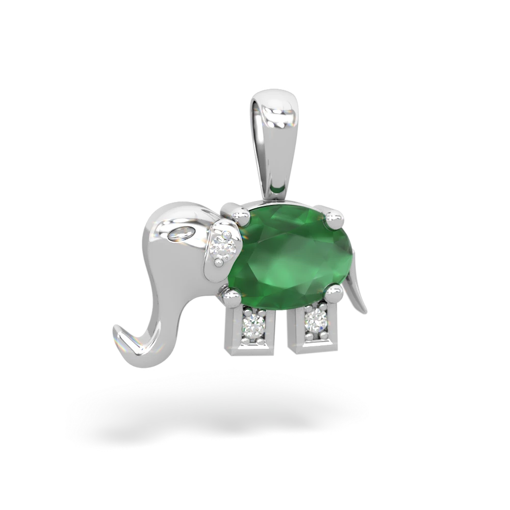 Emerald Elephant 14K White Gold pendant P2555