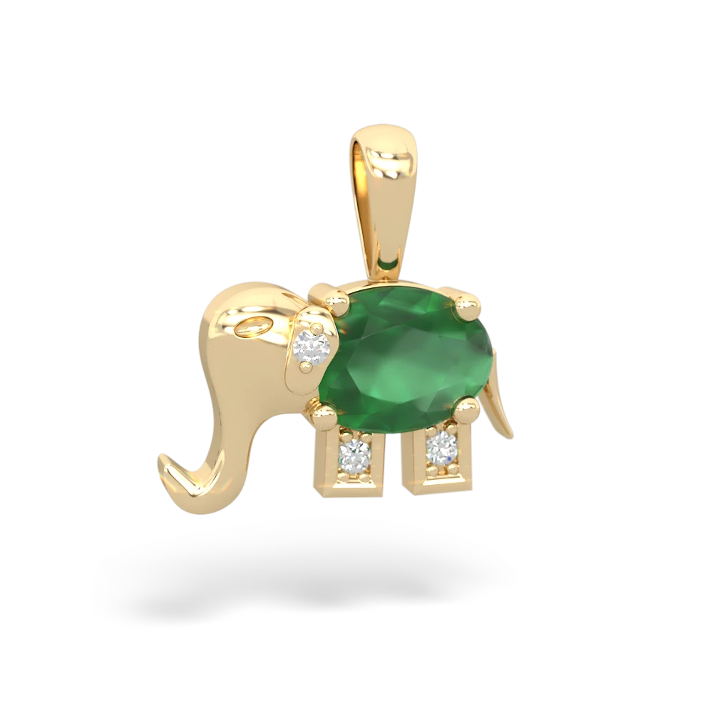 Emerald Elephant 14K Yellow Gold pendant P2555