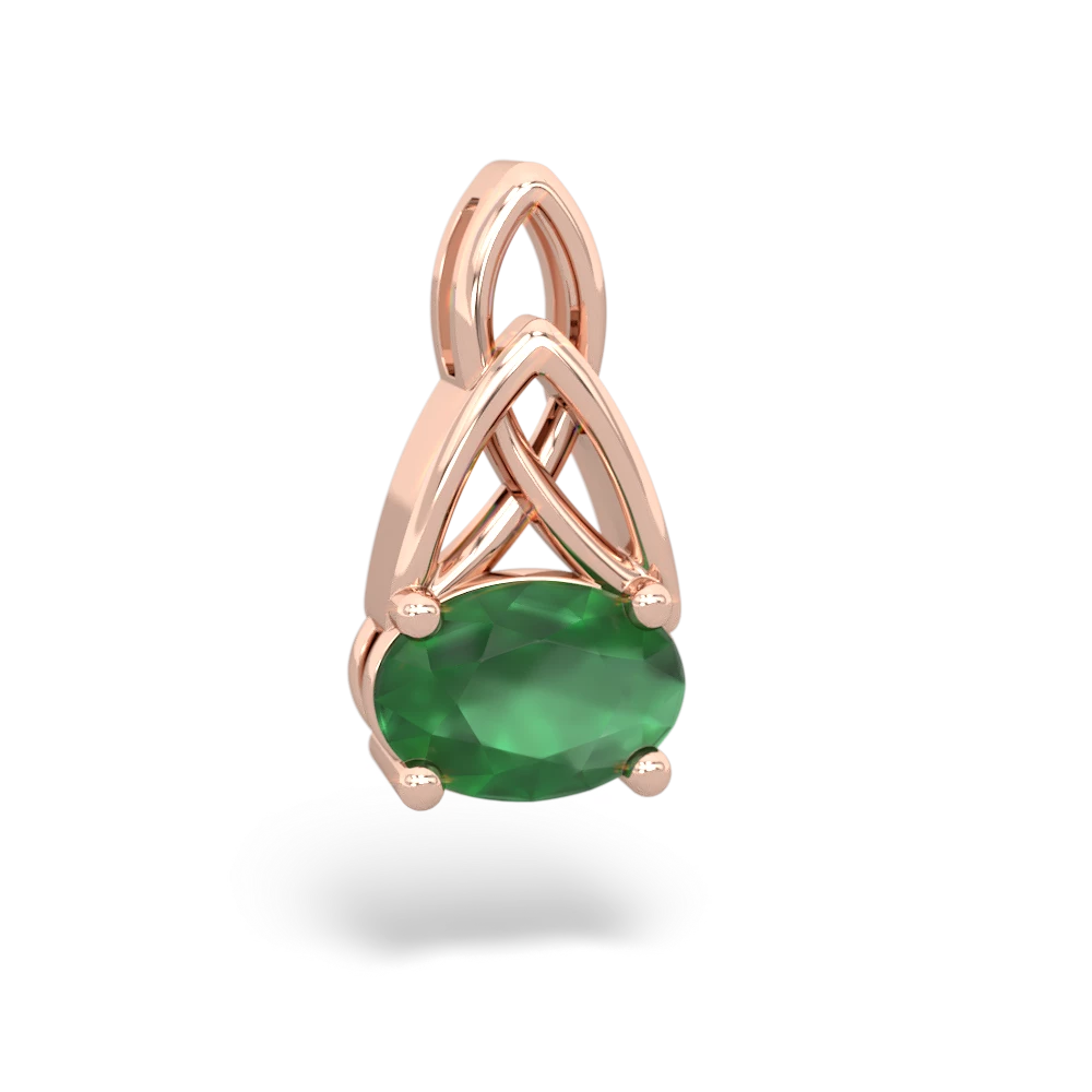 Emerald Celtic Trinity Knot 14K Rose Gold pendant P2389