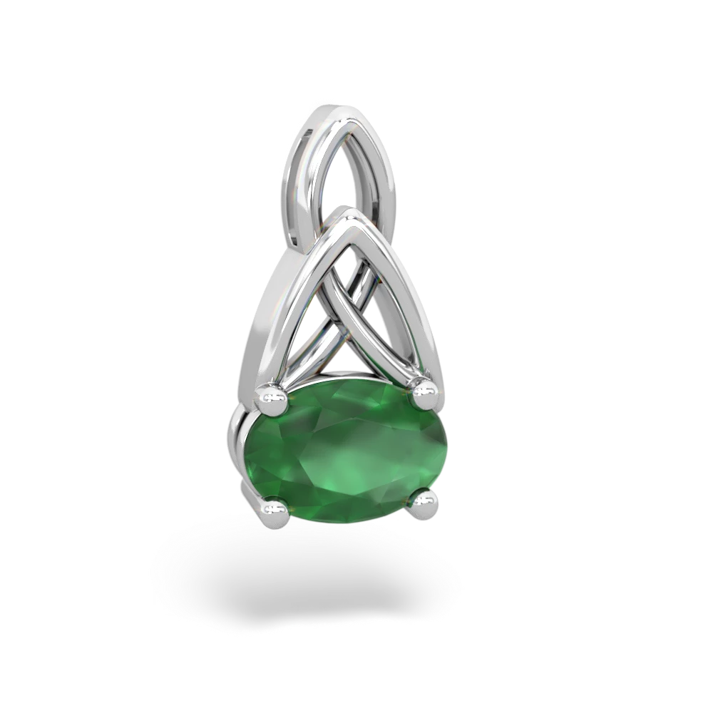 Emerald Celtic Trinity Knot 14K White Gold pendant P2389
