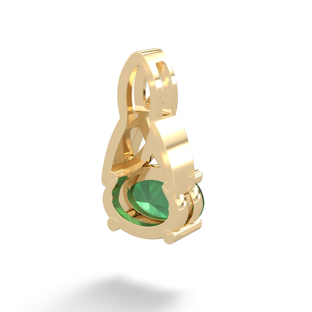 Emerald Celtic Trinity Knot 14K Yellow Gold pendant P2389