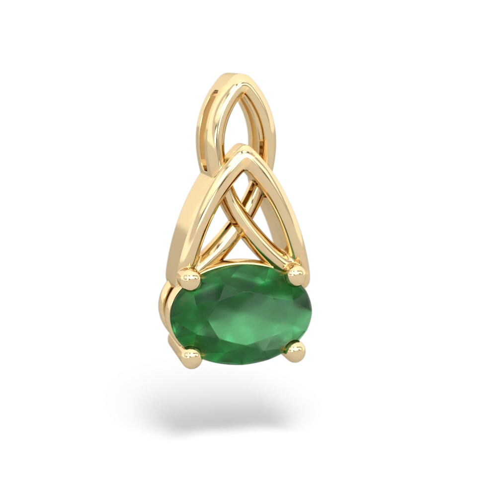 Emerald Celtic Trinity Knot 14K Yellow Gold pendant P2389