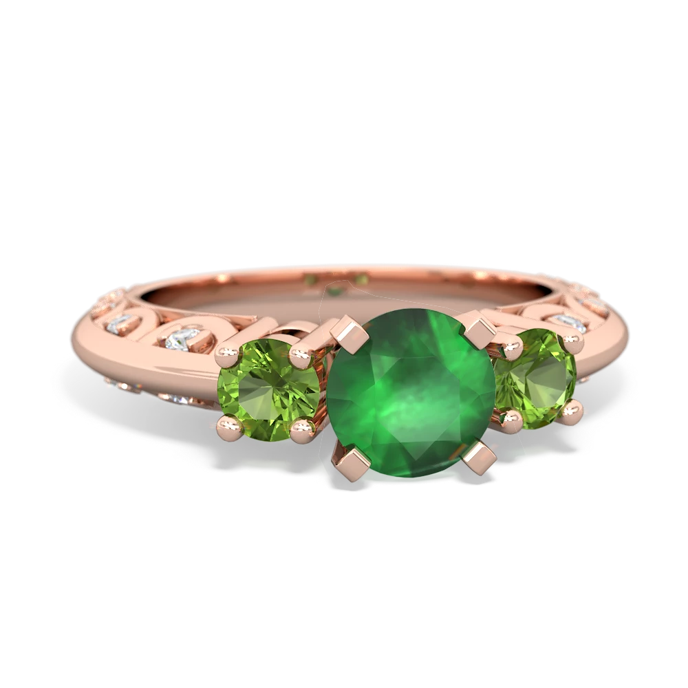 Emerald Art Deco Eternal Embrace Engagement 14K Rose Gold ring C2003
