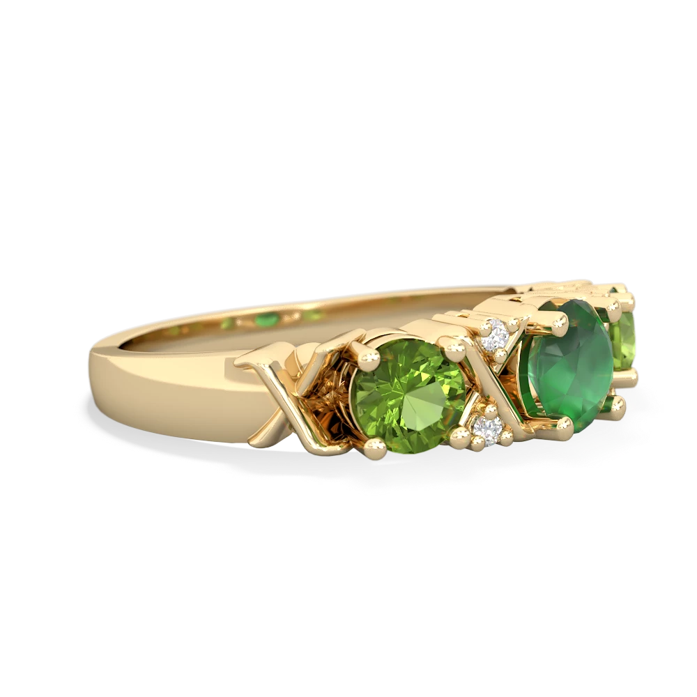 Emerald Hugs And Kisses 14K Yellow Gold ring R5016