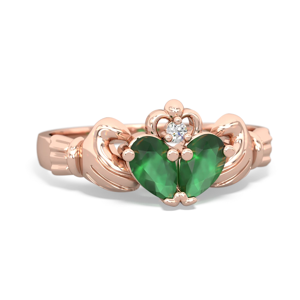 Emerald 'Our Heart' Claddagh 14K Rose Gold ring R2388