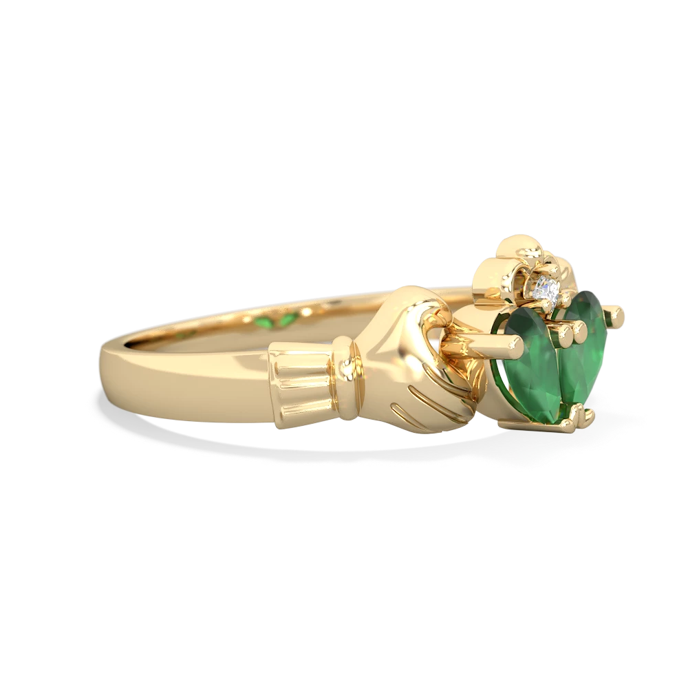 Emerald 'Our Heart' Claddagh 14K Yellow Gold ring R2388