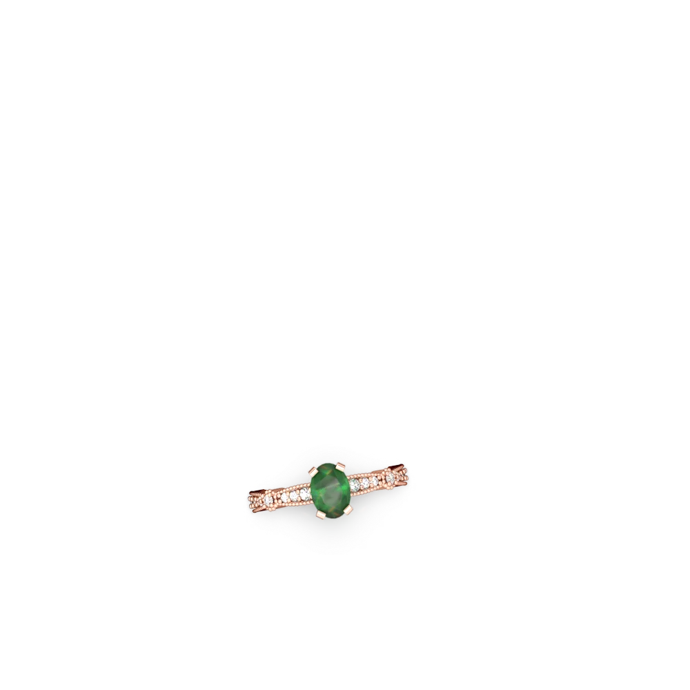 Emerald Sparkling Tiara 7X5mm Oval 14K Rose Gold ring R26297VL