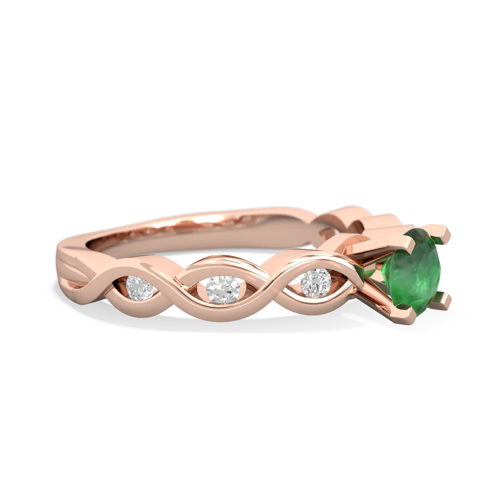 Emerald Infinity 5Mm Round Engagement 14K Rose Gold ring R26315RD