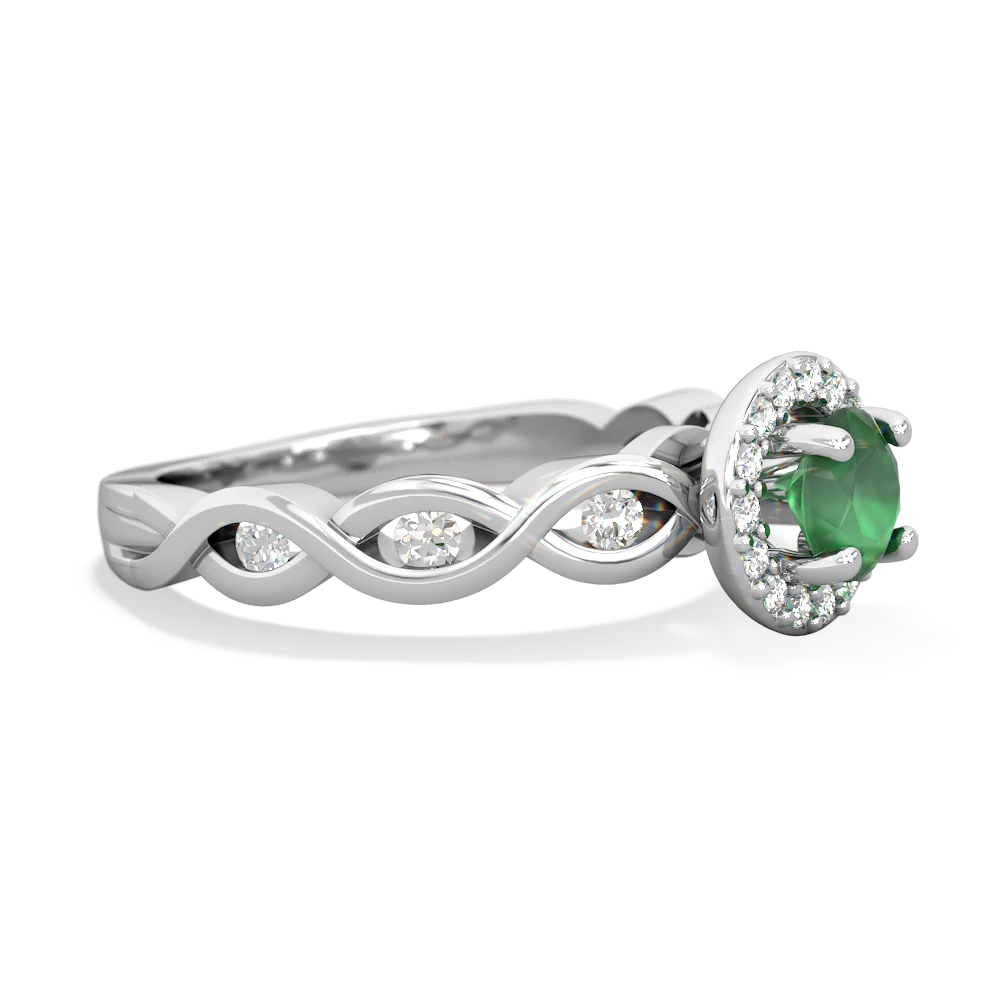 Emerald Infinity Halo Engagement 14K White Gold ring R26315RH