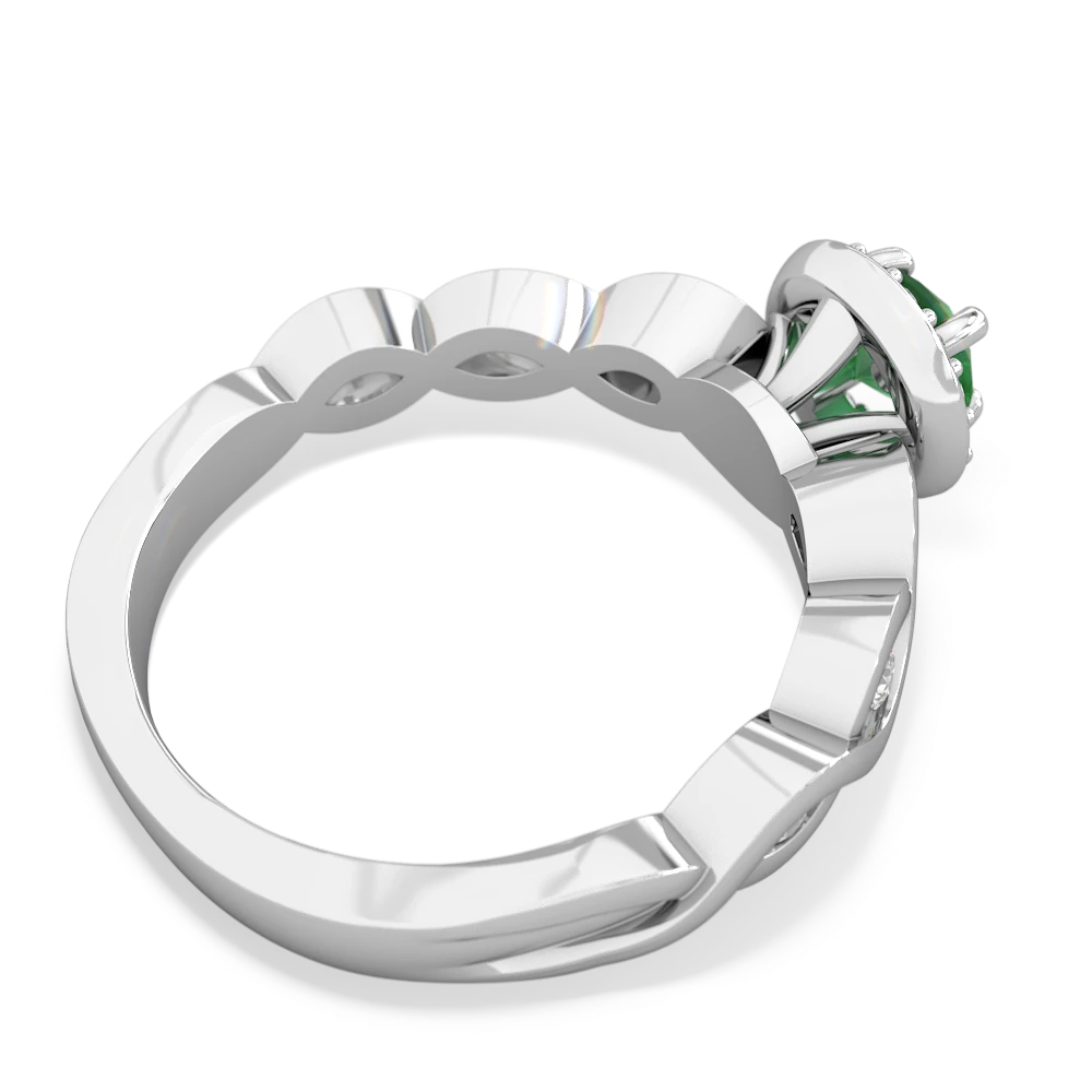 Emerald Infinity Halo Engagement 14K White Gold ring R26315RH