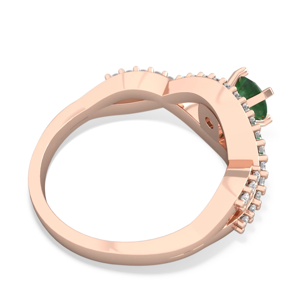 Emerald Diamond Twist 5Mm Round Engagment  14K Rose Gold ring R26405RD
