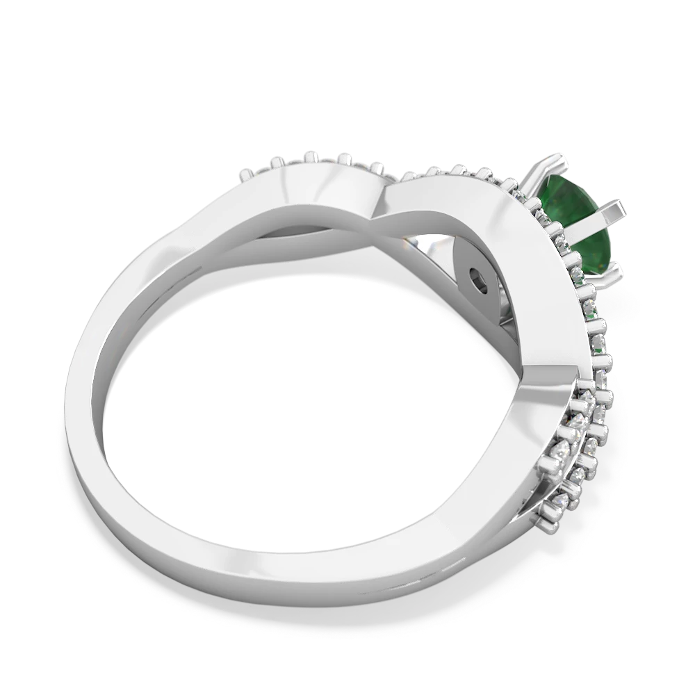 Emerald Diamond Twist 5Mm Round Engagment  14K White Gold ring R26405RD
