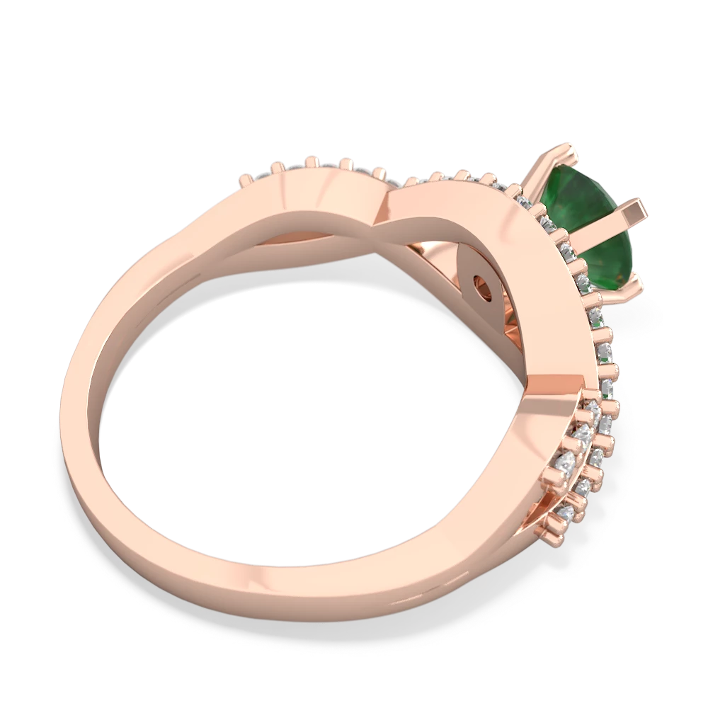 Emerald Diamond Twist 6Mm Round Engagment  14K Rose Gold ring R26406RD
