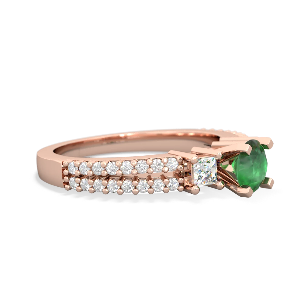 Emerald Classic 5Mm Round Engagement 14K Rose Gold ring R26435RD