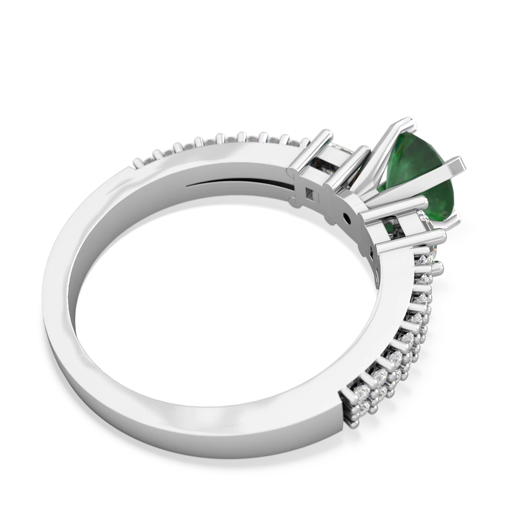 Emerald Classic 6Mm Round Engagement 14K White Gold ring R26436RD