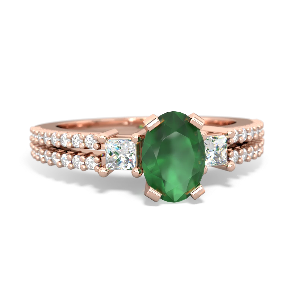 Emerald Classic 7X5mm Oval Engagement 14K Rose Gold ring R26437VL
