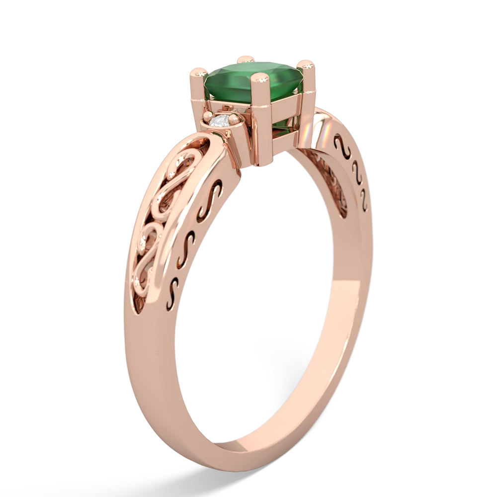 Emerald Filligree Scroll Square 14K Rose Gold ring R2430