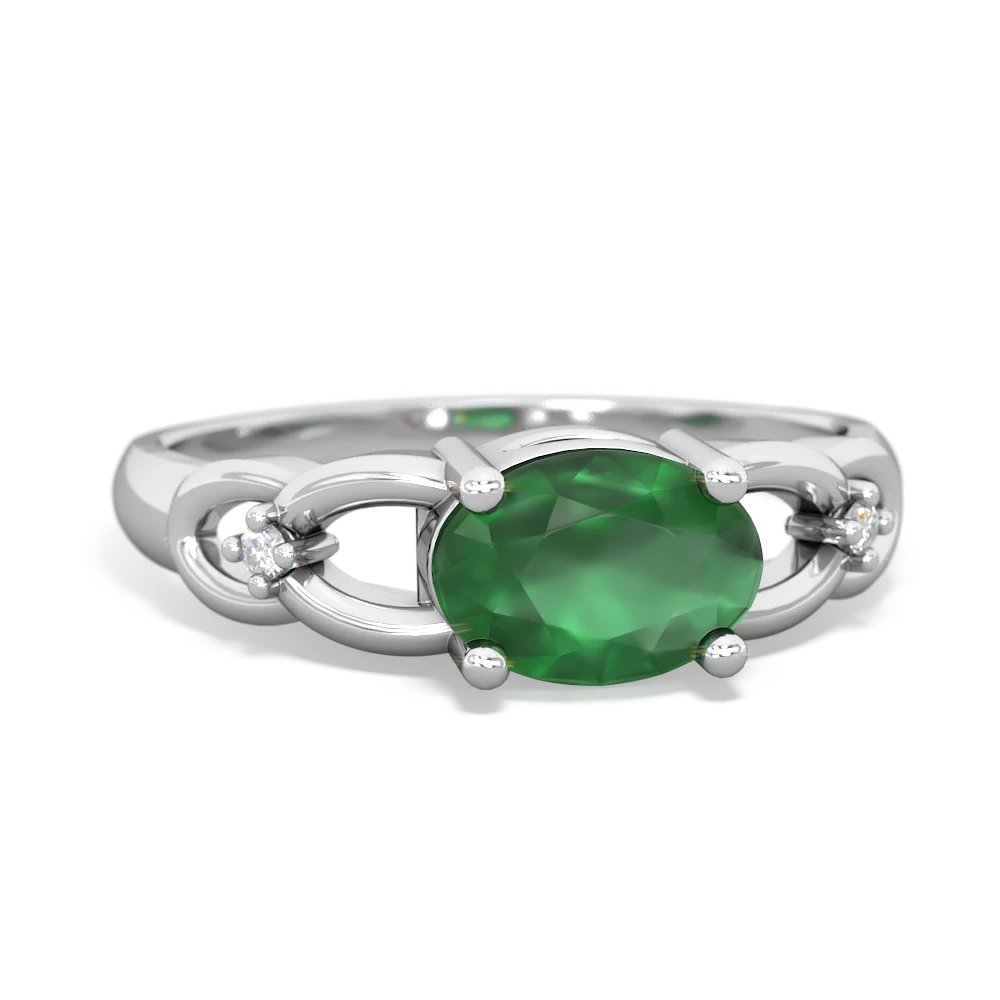 Emerald Links 14K White Gold ring R4032