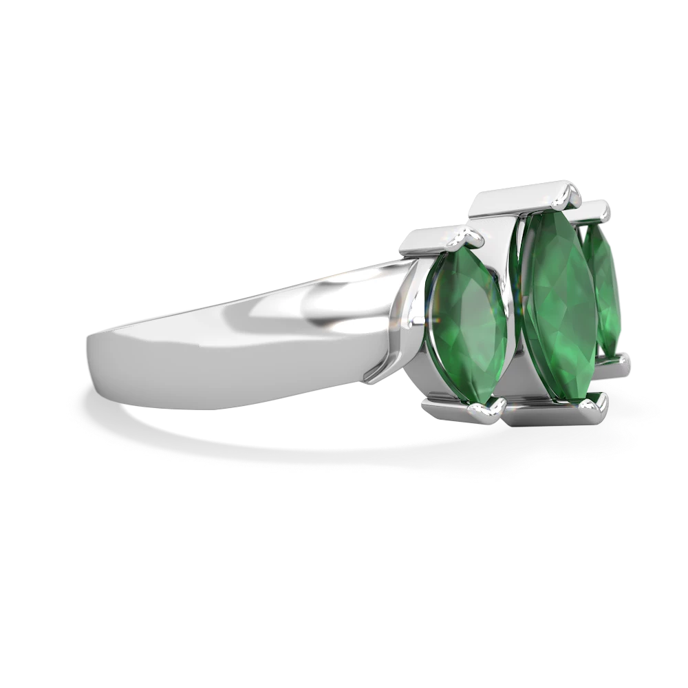 Emerald Three Peeks 14K White Gold ring R2433