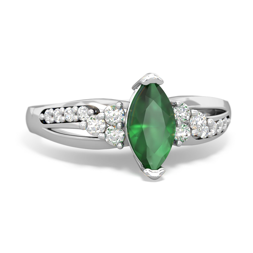 Emerald Royal Marquise 14K White Gold ring R2343