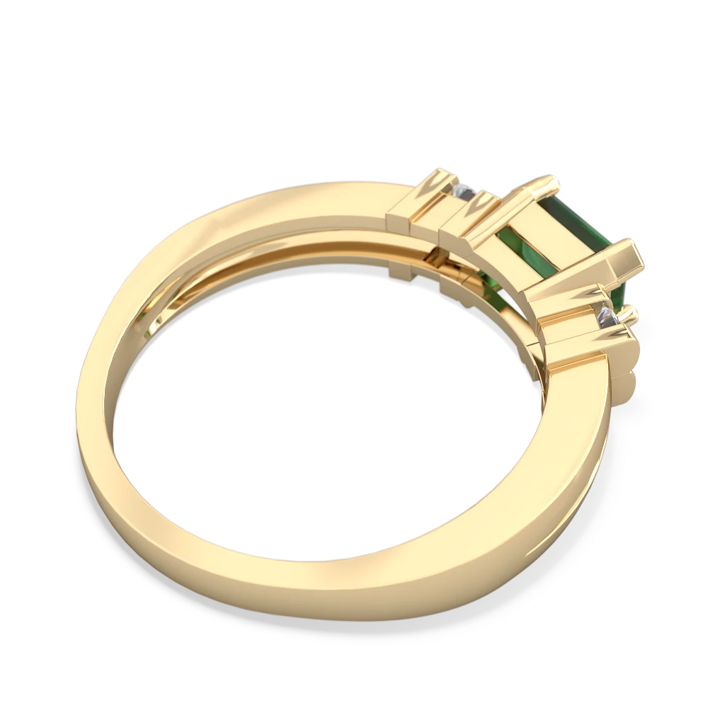 Emerald Art Deco East-West 14K Yellow Gold ring R2590