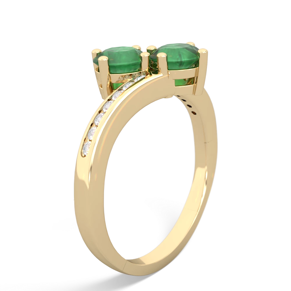 Emerald Channel Set Two Stone 14K Yellow Gold ring R5303