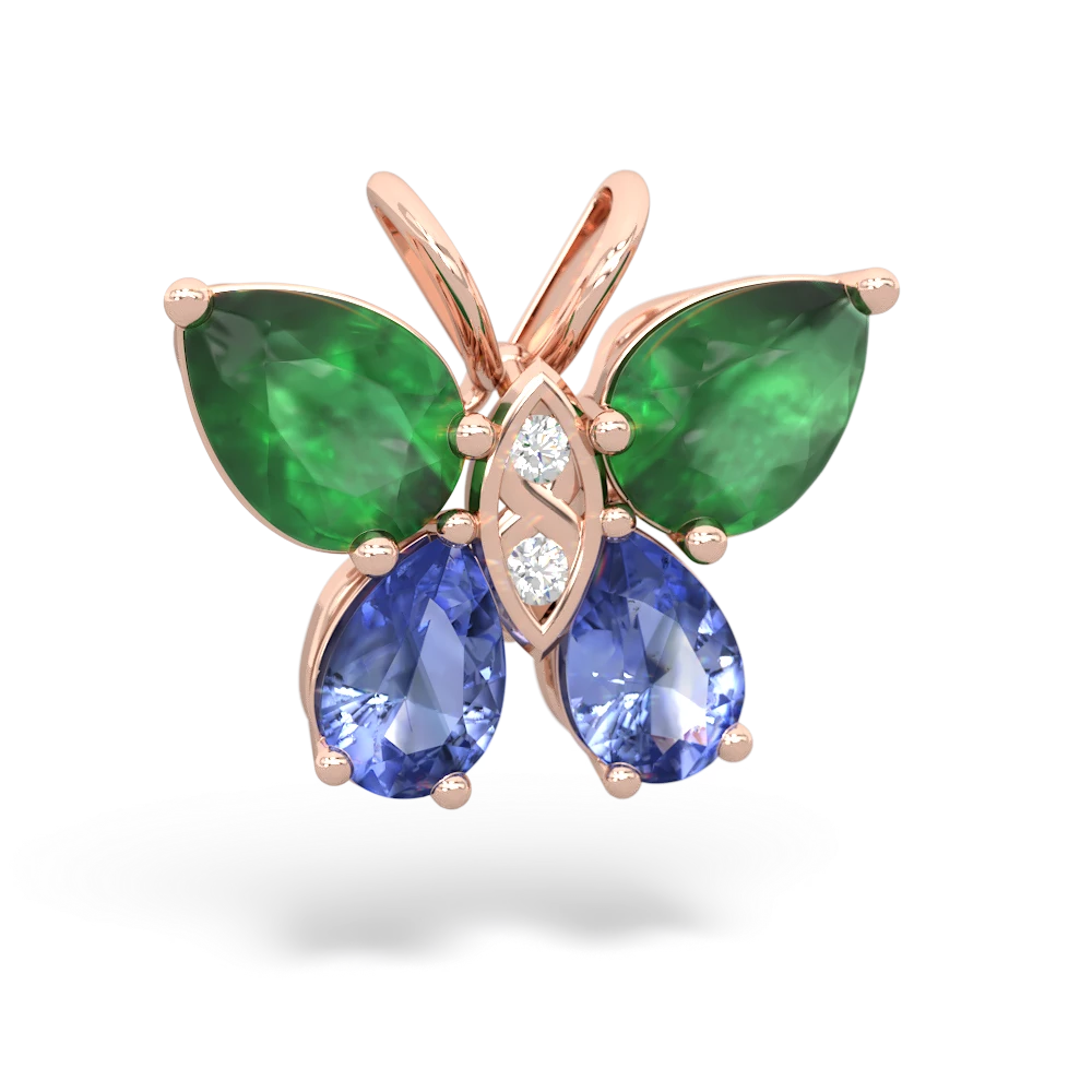 Emerald Butterfly 14K Rose Gold pendant P2215