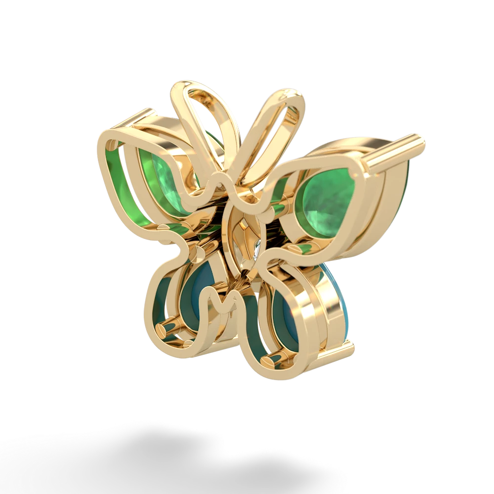 Emerald Butterfly 14K Yellow Gold pendant P2215