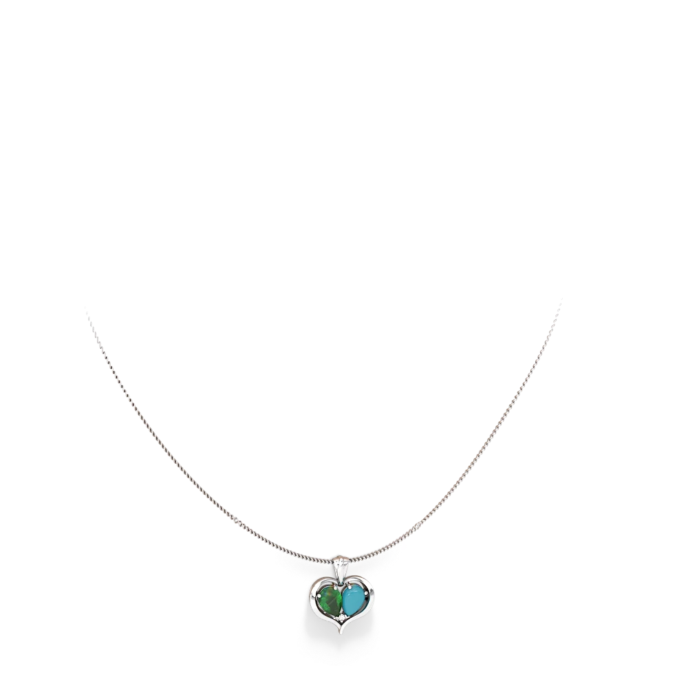 Emerald Two Become One 14K White Gold pendant P5330