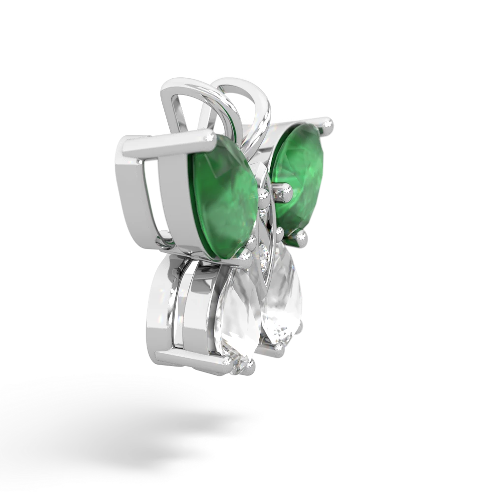 Emerald Butterfly 14K White Gold pendant P2215