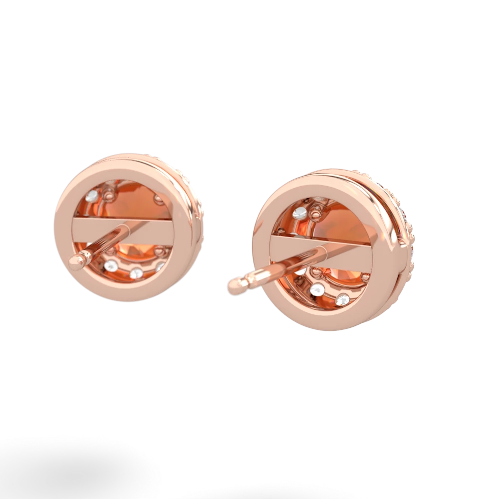 Fire Opal Diamond Halo 14K Rose Gold earrings E5370