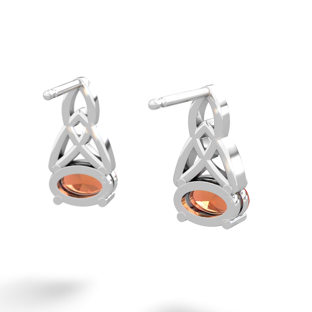 Fire Opal Celtic Trinity Knot 14K White Gold earrings E2389