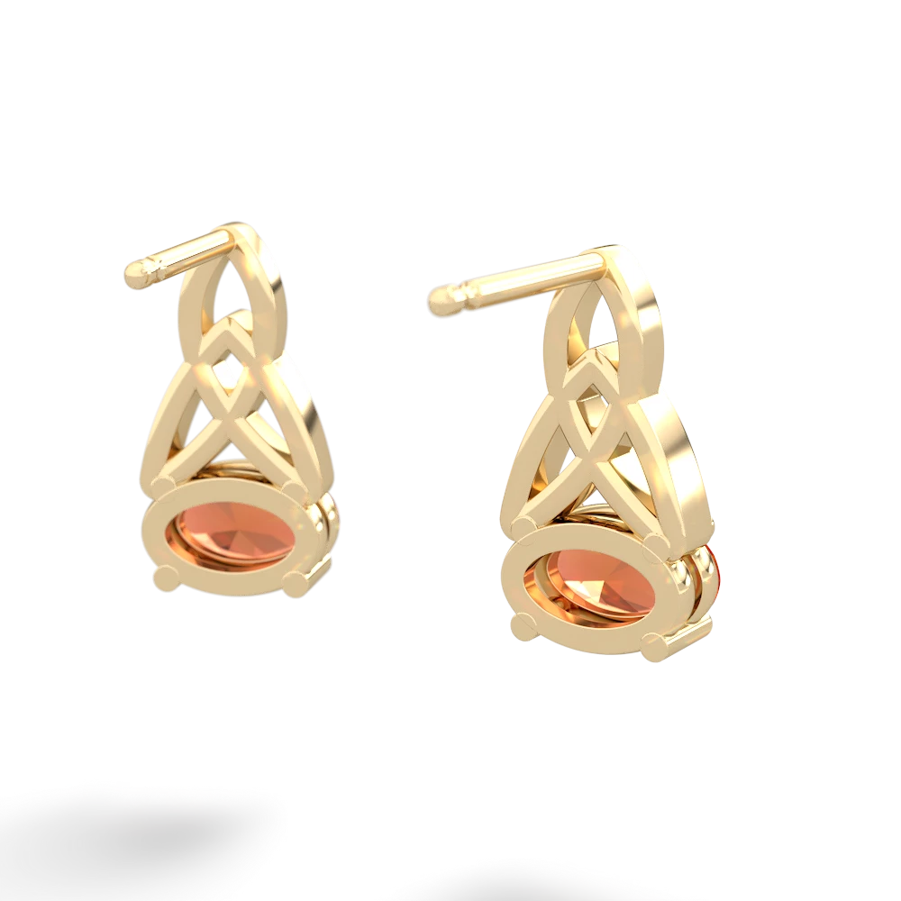 Fire Opal Celtic Trinity Knot 14K Yellow Gold earrings E2389