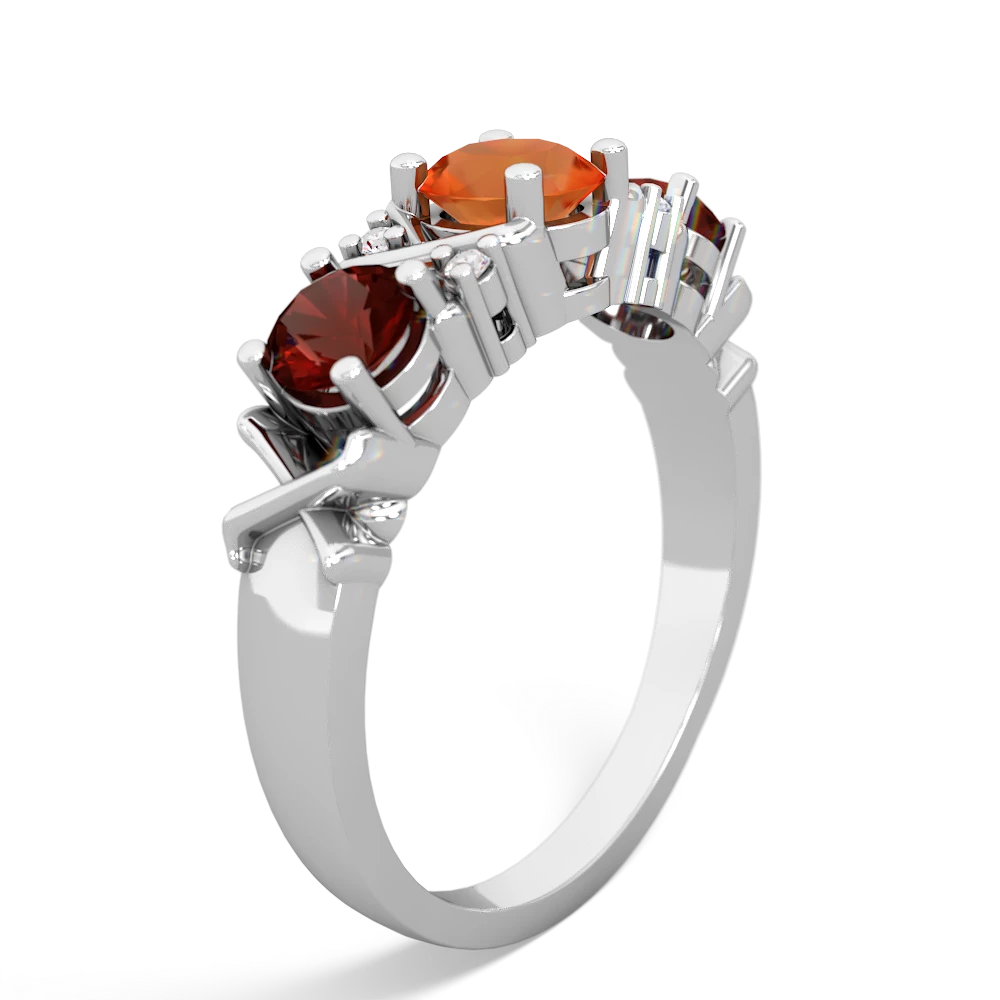 Fire Opal Hugs And Kisses 14K White Gold ring R5016