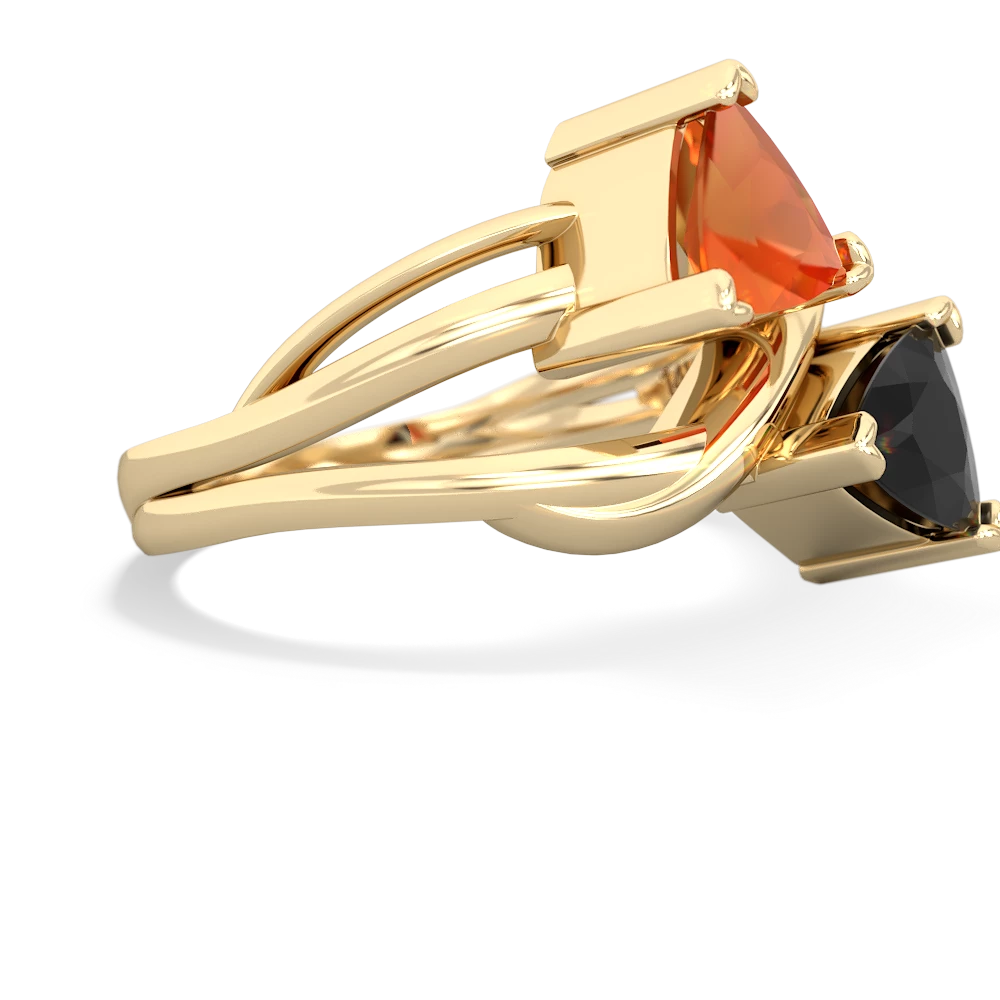 Fire Opal Split Band Swirl 14K Yellow Gold ring R2341