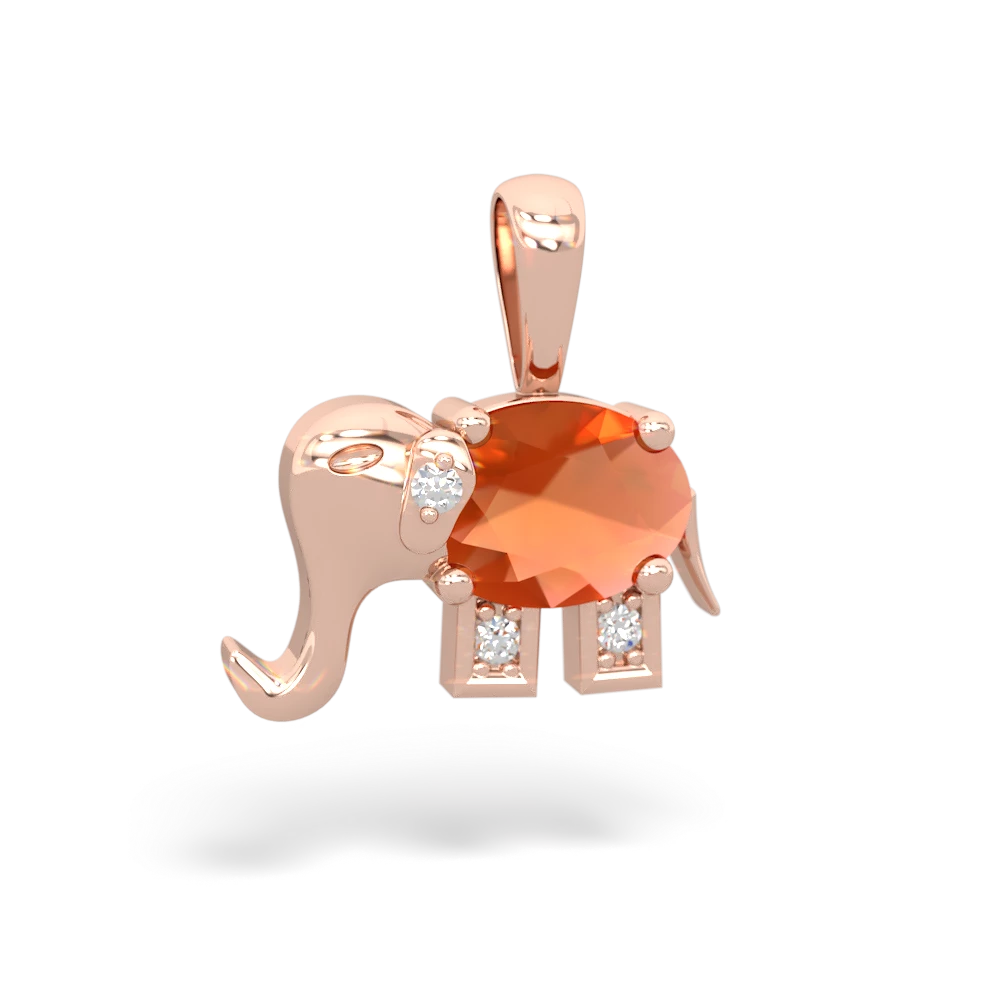 Fire Opal Elephant 14K Rose Gold pendant P2555