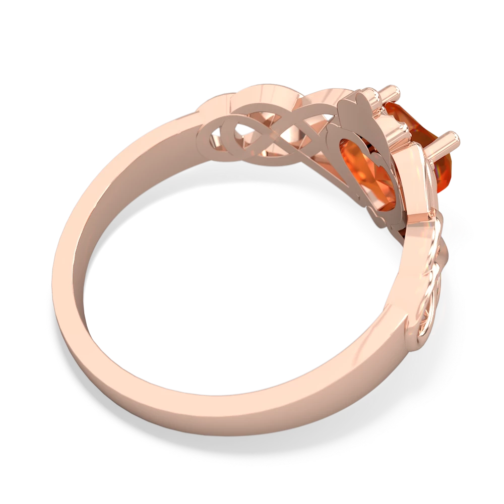 Fire Opal Claddagh Celtic Knot 14K Rose Gold ring R2367