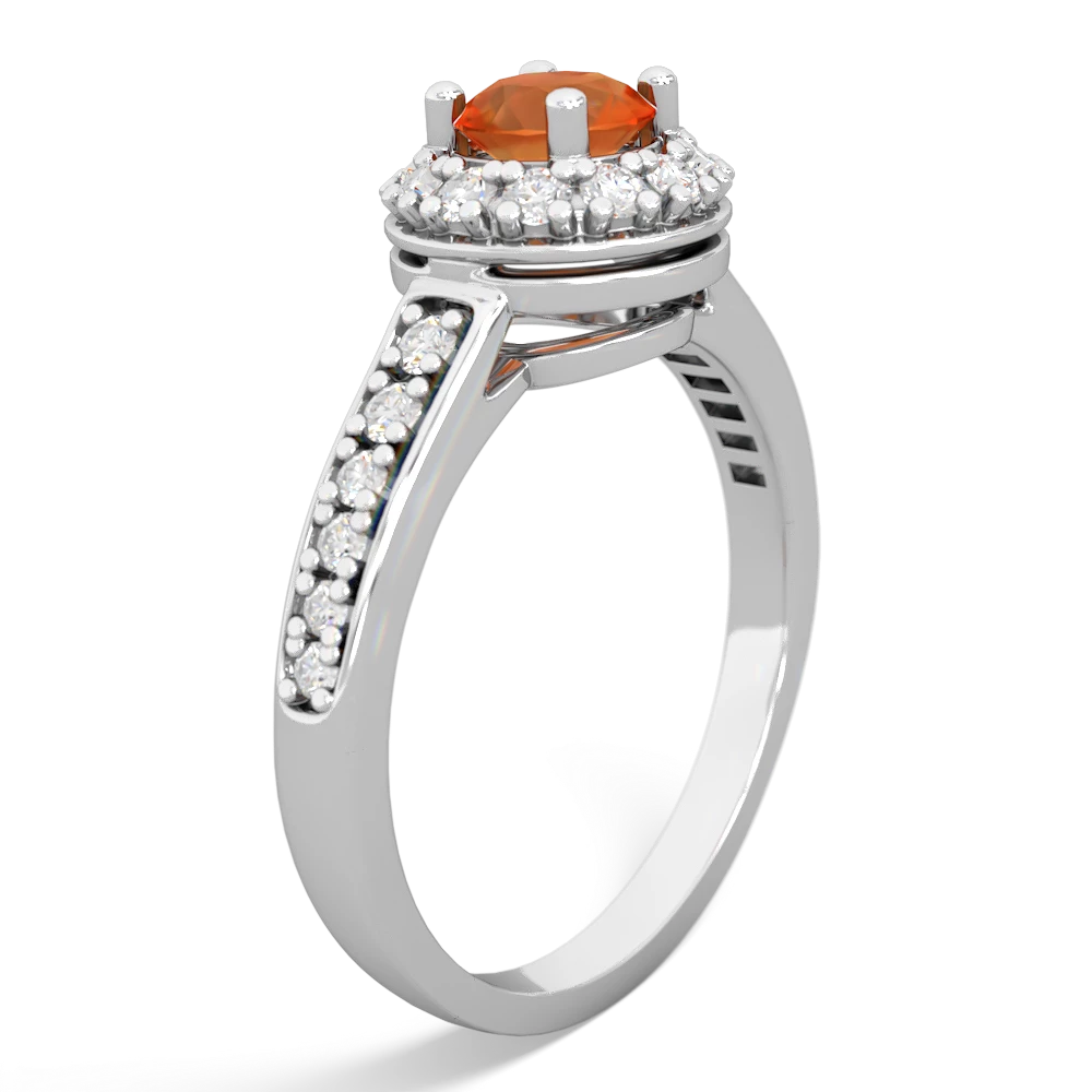 Fire Opal Diamond Halo 14K White Gold ring R5370