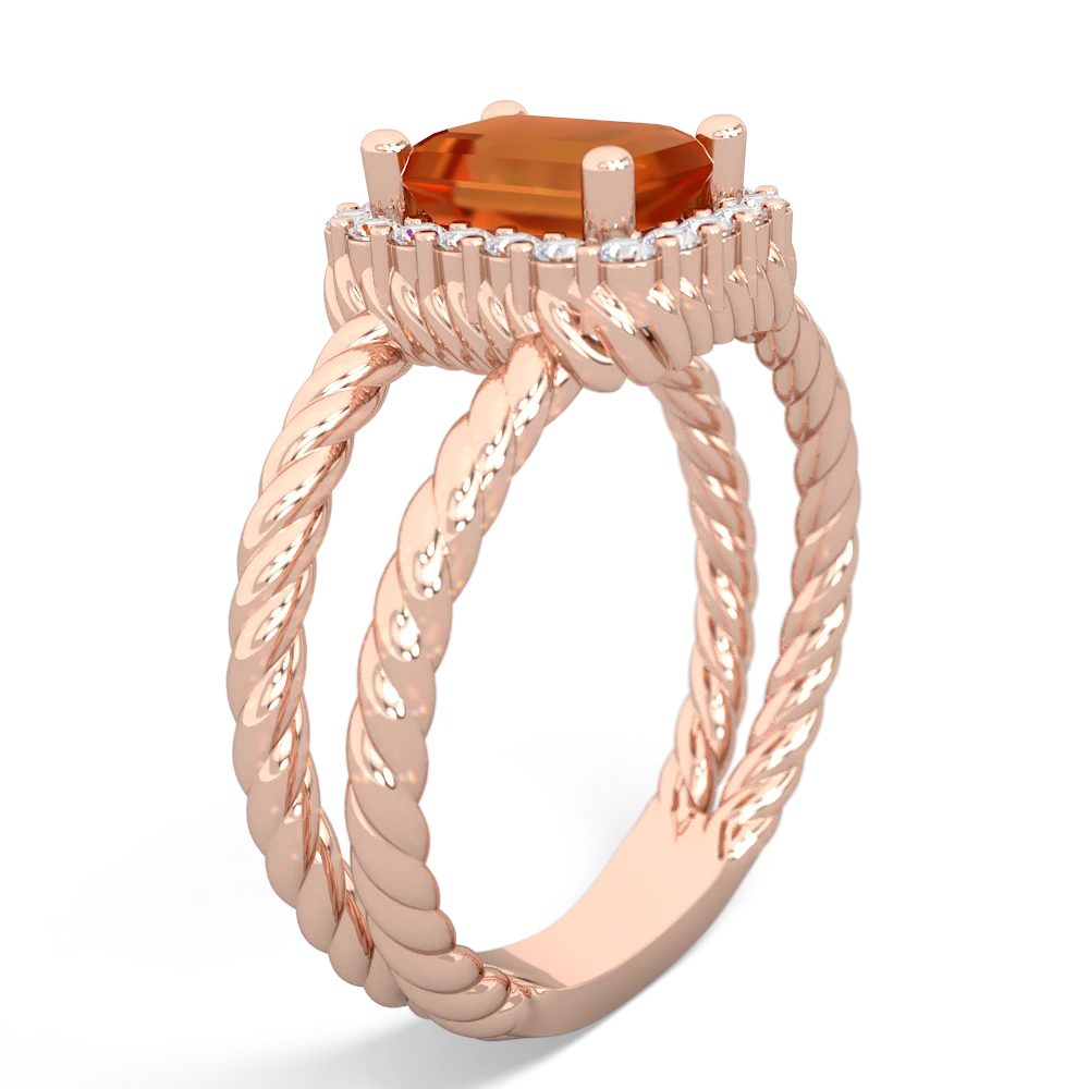 Fire Opal Rope Split Band 14K Rose Gold ring R2628