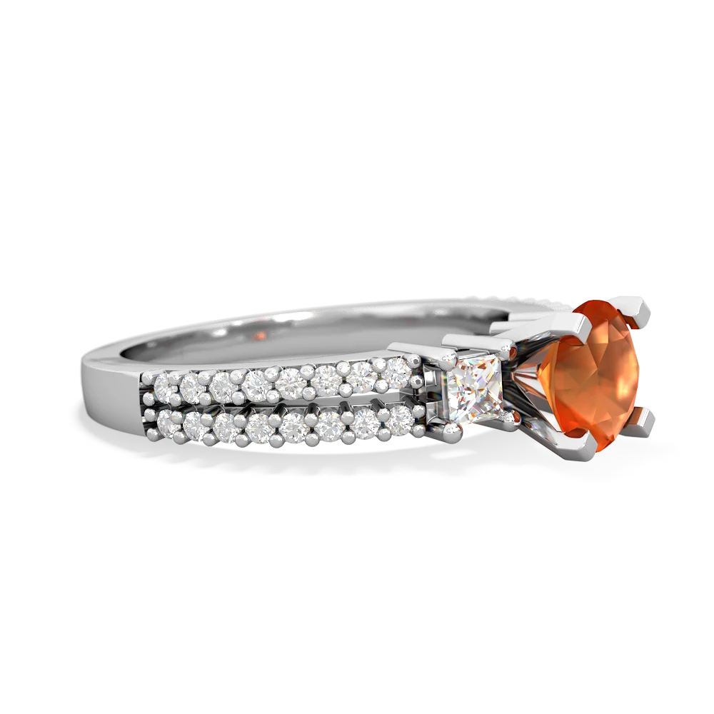 Fire Opal Classic 6Mm Round Engagement 14K White Gold ring R26436RD