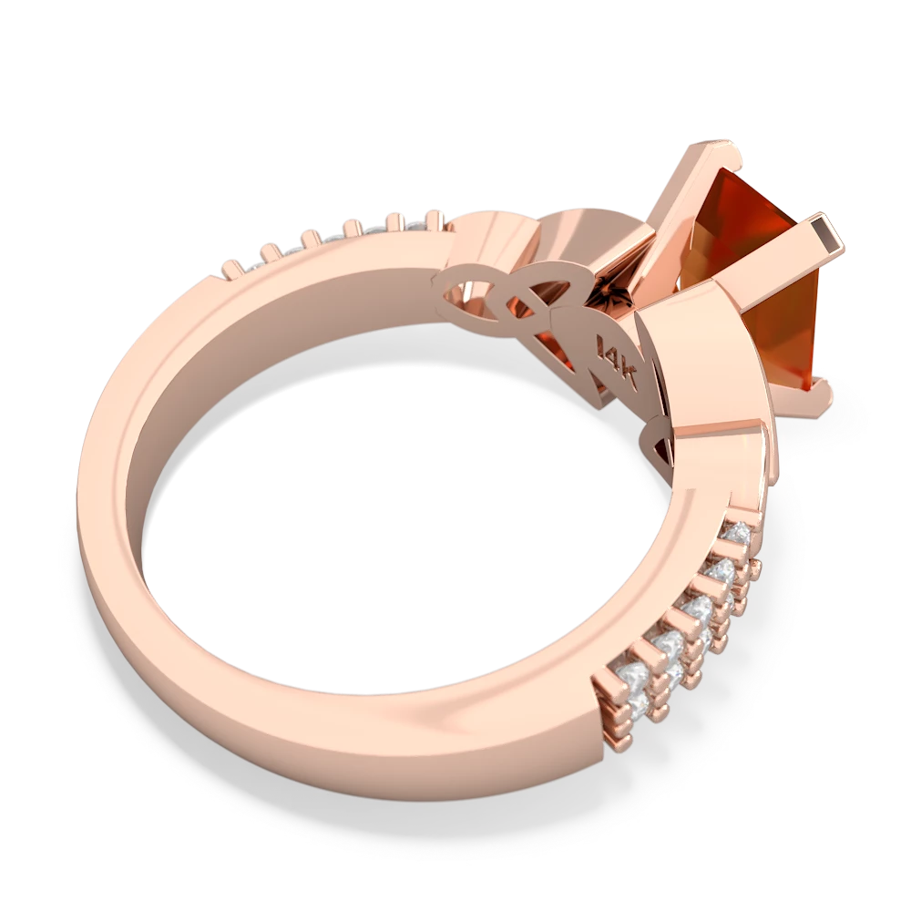 Fire Opal Celtic Knot 8X6 Emerald-Cut Engagement 14K Rose Gold ring R26448EM
