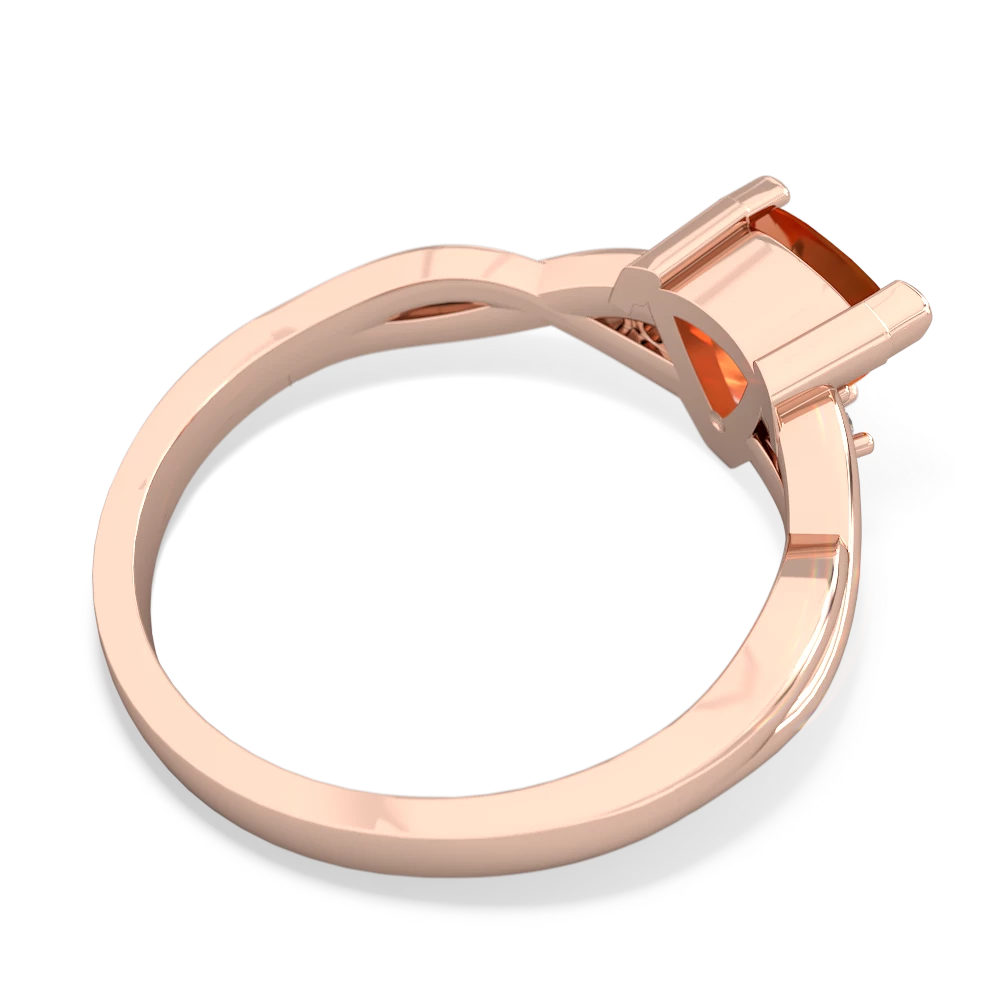 Fire Opal Trillion Twist 14K Rose Gold ring R2104
